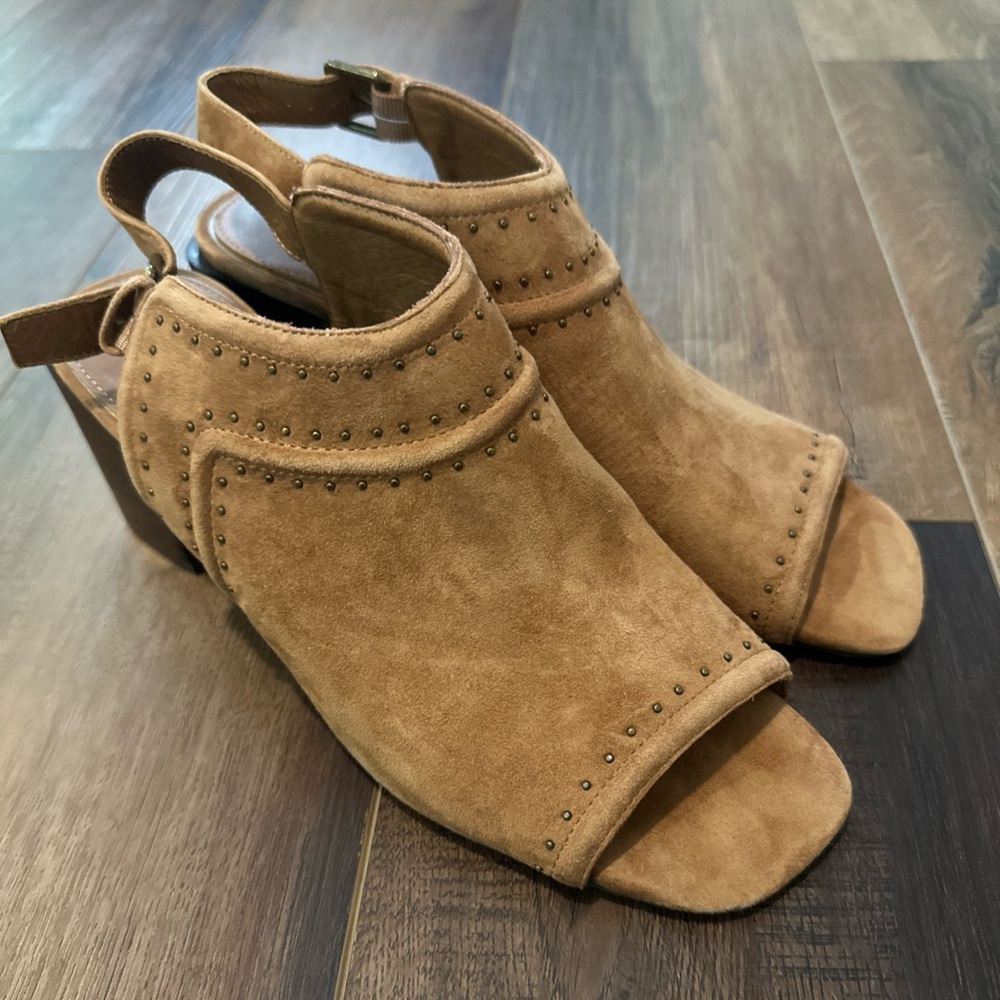 Donald J Pliner Tan Suede Peep-Toe Women's‎ Shoes Size 9